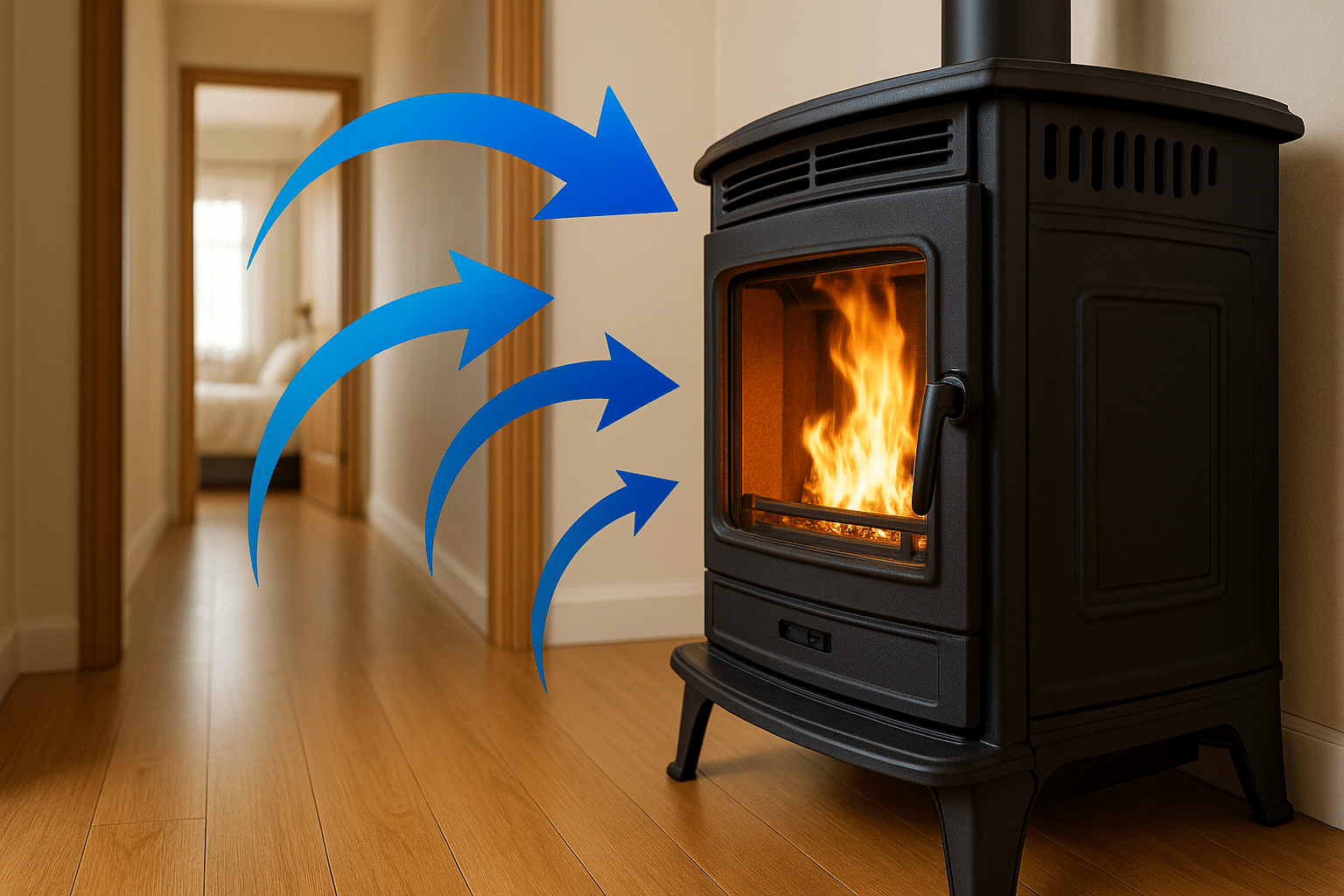 L’astuce imparable pour diffuser la chaleur de votre poêle à bois ou à granulés dans toute la maison, même les pièces les plus éloignées
