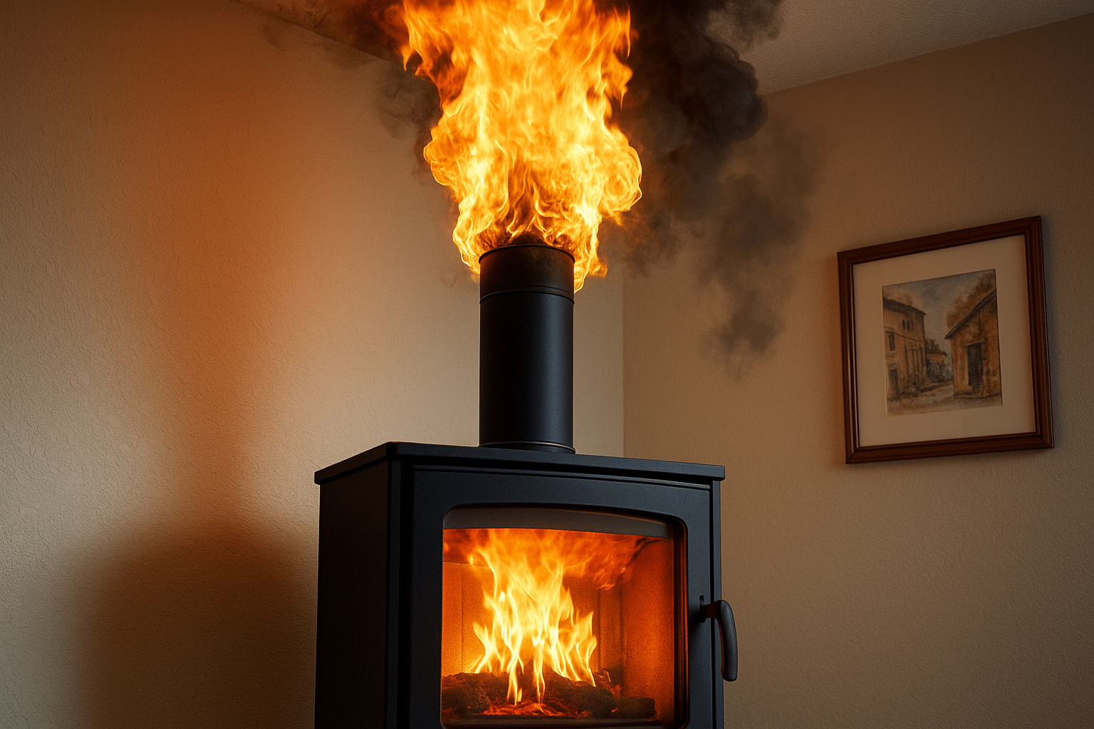 Poêle à bois ou à pellets : voilà ce qui arrive quand votre conduit de cheminée s’embrase
