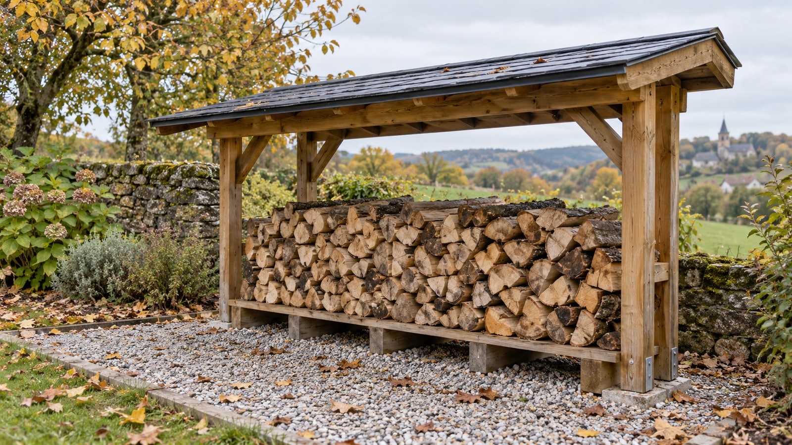 Bois de chauffage : rabattre la bâche jusqu’au sol peut gêner le séchage